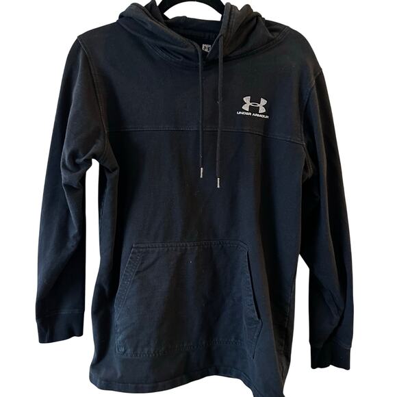 EUC Men’s Under Armour Black Hoodie sz M with logo - Picture 1 of 2